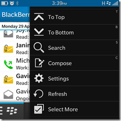 BlackBerry Q10 - keyboard shortcuts